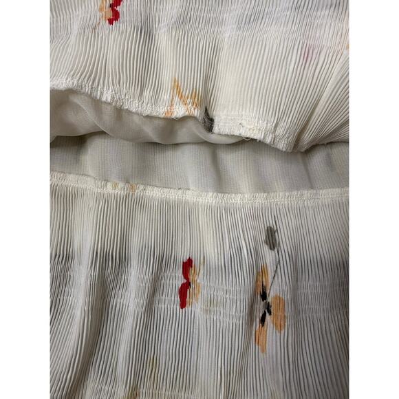 GANNI Lowell Pleated Floral-print Crepe Mini Dress sz 42 US10 - Picture 11 of 13